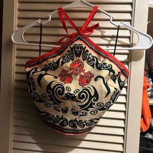 Urban Outfitters Red Black Cream Floral Halter Tank Top